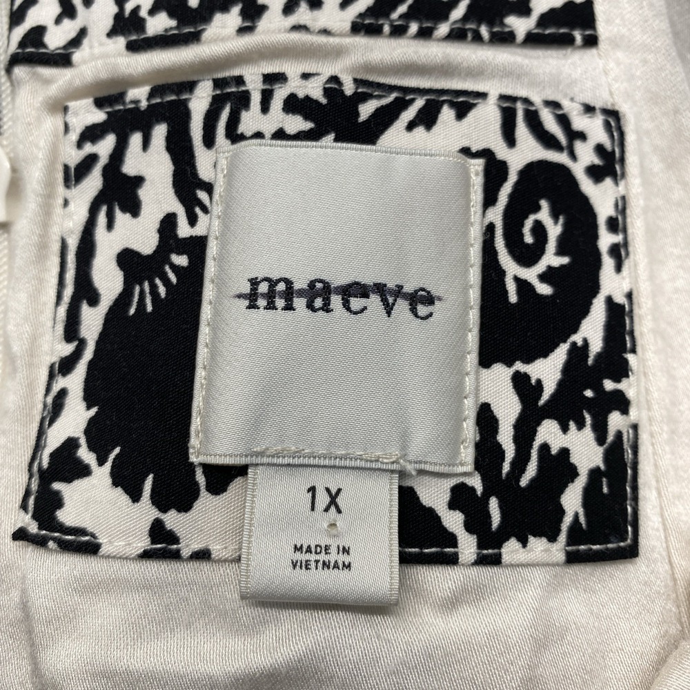 Maeve Dress Womens Plus 1X Black White Seashell Sleeveless Volume Hip Mini - Picture 16 of 16